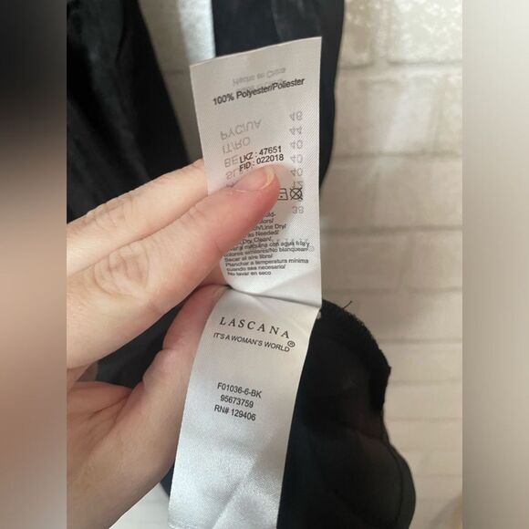 Lascana NWT Black Silk-like Dress Long Sleeved Double Layered size 6 - Picture 7 of 8